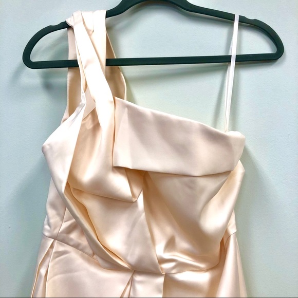 NWT Aryn K Peach Champagne One Shoulder Dress - Picture 3 of 7